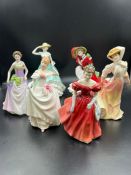 A selection of six Royal Doulton figurines, Christmas Day 2005, Jessica, Dawn, The Open Road,