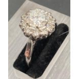 A vintage diamond daisy or cluster ring in a platinum setting, main diamond approx 1.95ct J/K colour