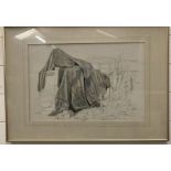 A pencil drawing titled " Toms Boatyard Polruan Cornwall 1956" signed and dated Gerry Facey 1982