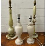 Four onyx table lamps
