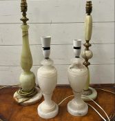 Four onyx table lamps