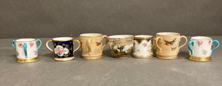 A selection of miniature cups, Royal Crown, Derby and Staffordshire