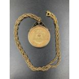 $20 Liberty 'Double Eagle' Gold Coin 1876 on a 9ct gold mount and chain. (Total Weight 49.8g)