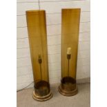 Two Mid Century floor lamps with amber shades and chrome bases 103 cm High by 19.5cm Diameter