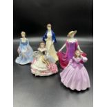 A selection of five Coalport figurines, Holly, Poppy, Dreams in the Moonlight, The Winter Ball and