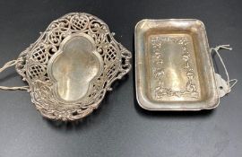 Two silver pin trays, one H Matthews Chester 1895 and the other Birmingham 1905.