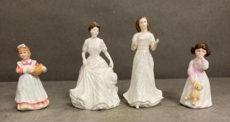 Four Royal Doulton figures, Daddy's Girl, Greetings, Mothers Helper and Harmony