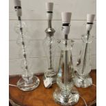 A set of glass and crystal table lamps