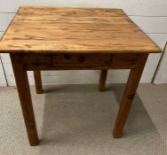 A small square pine table (H66cm W60cm D50cm)