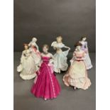 A selection of six Royal Doulton figurines, Au Revoir, Millennium Celebration, Happy Birthday