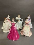 A selection of six Royal Doulton figurines, Au Revoir, Millennium Celebration, Happy Birthday