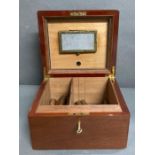 A Dunhill mahogany dual compartment Humidor with key