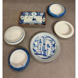 A selection of Chinese blue dishes and bowls