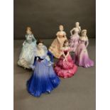 A selection of six Coalport figurines, Boleio, Anne, Mary, Louisa, Mary and Julie