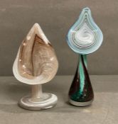 Two art glass, hand blown Lily vases