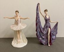 Two porcelain figures, a Coalport of Dame Margot Fonteyn as Cinderella and a Royal Worcester