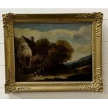 An 18th Century oil of a country lane scene (57cm x 45cm)