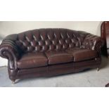 A Thomas Lloyd Regency three seater sofa and two high back chairs in oxford colour (W214cm H85cm