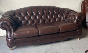 A Thomas Lloyd Regency three seater sofa and two high back chairs in oxford colour (W214cm H85cm