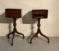A pair of mahogany drop leaf side tables (H66cm W28cm D28cm) AF