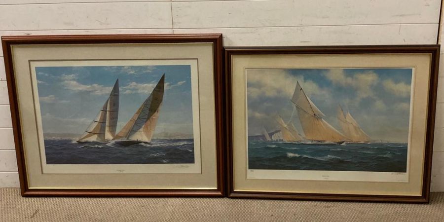 Two Nautical prints, Start and Stripes signed J Steven Dews and Britannia and her sisters Racing off