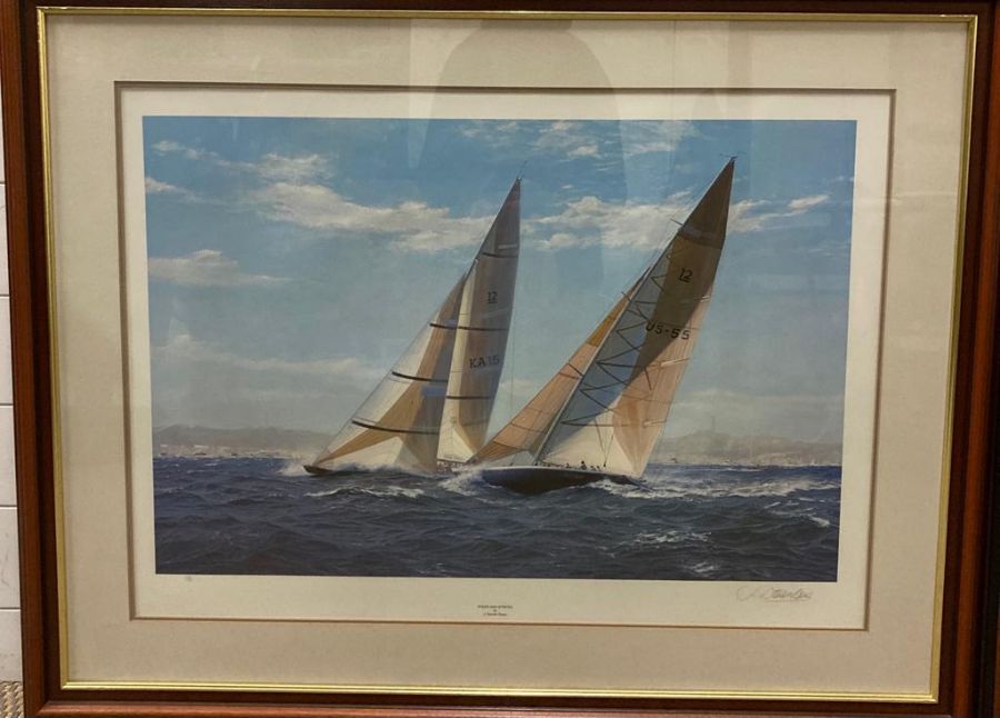 Two Nautical prints, Start and Stripes signed J Steven Dews and Britannia and her sisters Racing off - Image 9 of 14