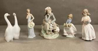 A selection of six Lladro figurines