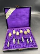 A Boxed set of six German silverplated teaspoons