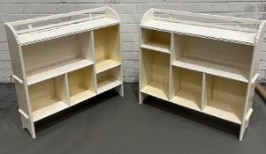 Two Mid Century bookcase or shelving units, free standing (H67cm W70cm D70cm)