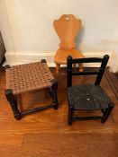 Two children's chairs and a footstool
