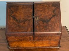 A vintage mahogany writing box with letter compartments and drawer below AF