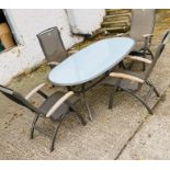 A Hartman Prestige garden table with four chairs (H81cm W180cm D102cm)