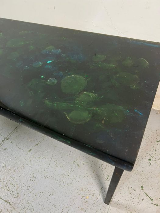 A glass coffee table on metal legs (H34cm W94cm D37cm) - Image 3 of 6