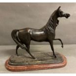 A Bronze of a Horse on a marble plinth, plinth 34 cm in length.
