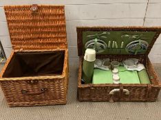 Two picnic hampers one a vintage Brexton two person set