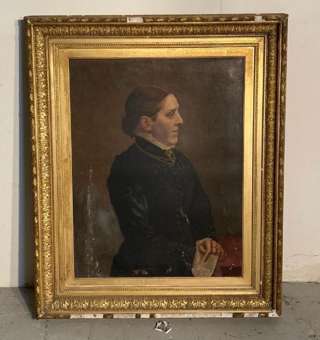 An oil on canvas of a portrait of a Victorian lady