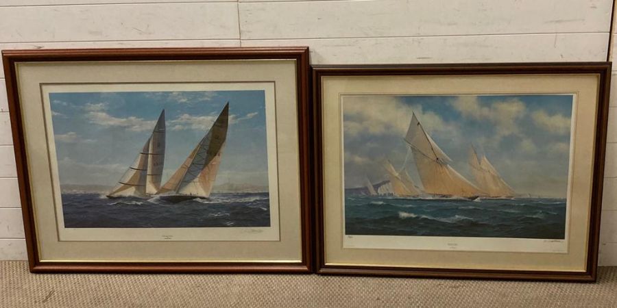 Two Nautical prints, Start and Stripes signed J Steven Dews and Britannia and her sisters Racing off - Image 8 of 14