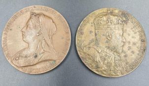 An 1897 Queen Victoria Official Diamond Jubilee Bronze Medal and Commemorative Bronze Medallion