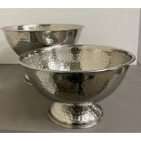 Two metal hammered champagne/ice buckets (H27cm Dia40cm and H20cm Dia34cm)