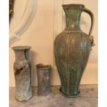 Three stoneware items to include an urn and two vases