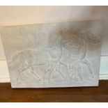 A plaster plaque of Greek style scene of horses (54cm x 40cm)