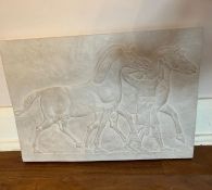 A plaster plaque of Greek style scene of horses (54cm x 40cm)