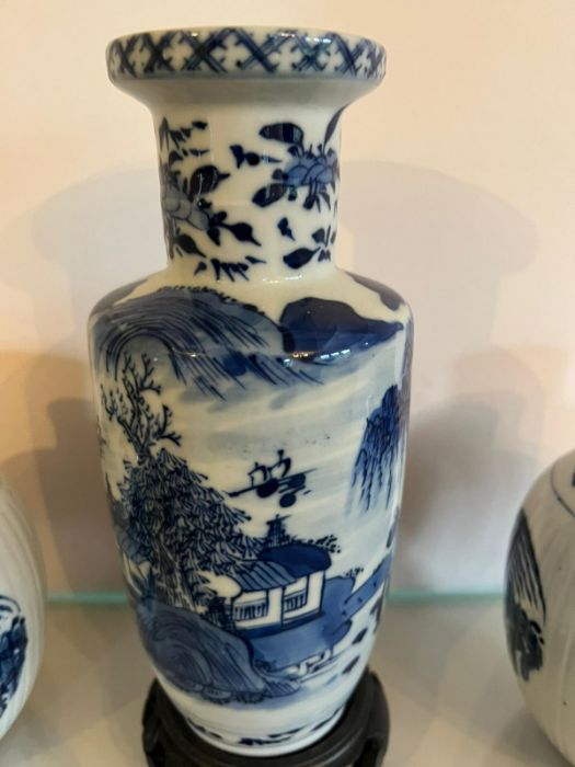 Three blue and white porcelain vases and lidded ginger jars - Image 2 of 5