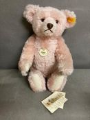 Classic 1907 Steiff Teddy with all tags and labels and growler in pink