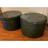 A pair of button topped foot stools (H30cm Dia45cm)