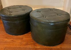 A pair of button topped foot stools (H30cm Dia45cm)