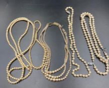 A small selection of pearl necklaces