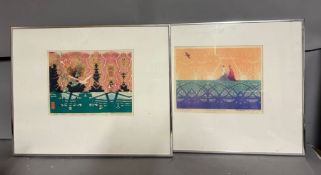 Two Bill Zuk mixed media artworks, signed lower right limited edition (27cm x 21cm)