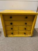 A wooden six drawer vintage storage unit (H36cm W41cm D23cm)