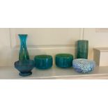 Six pieces of Art glass including vases, bowl etc